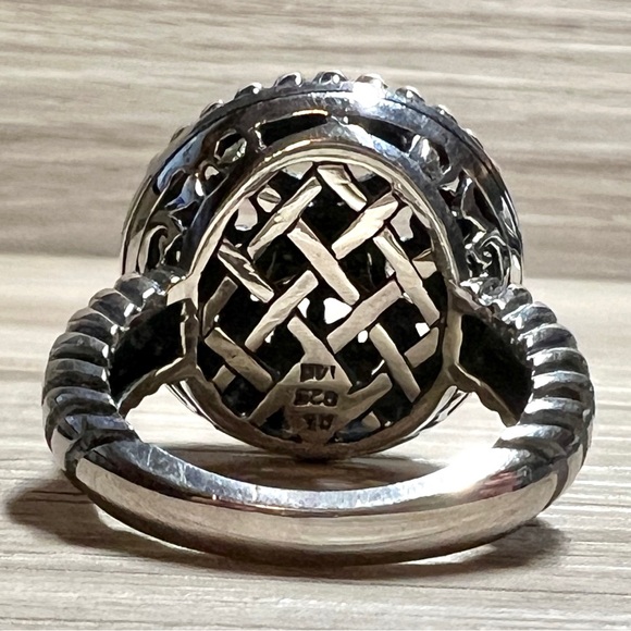 Designer Signed AE Sterling Silver & 14K Gold Open Work Ring, Size 7, 8.1g - Picture 4 of 10